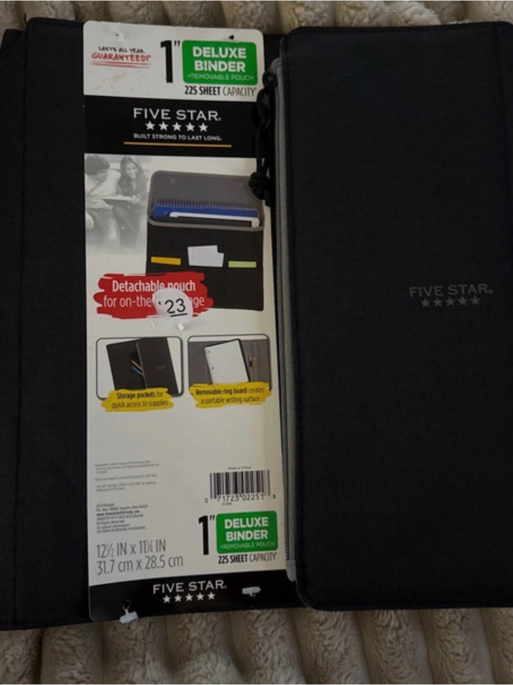 Five Star Deluxe Binder with Removable Pouch - Black NEW